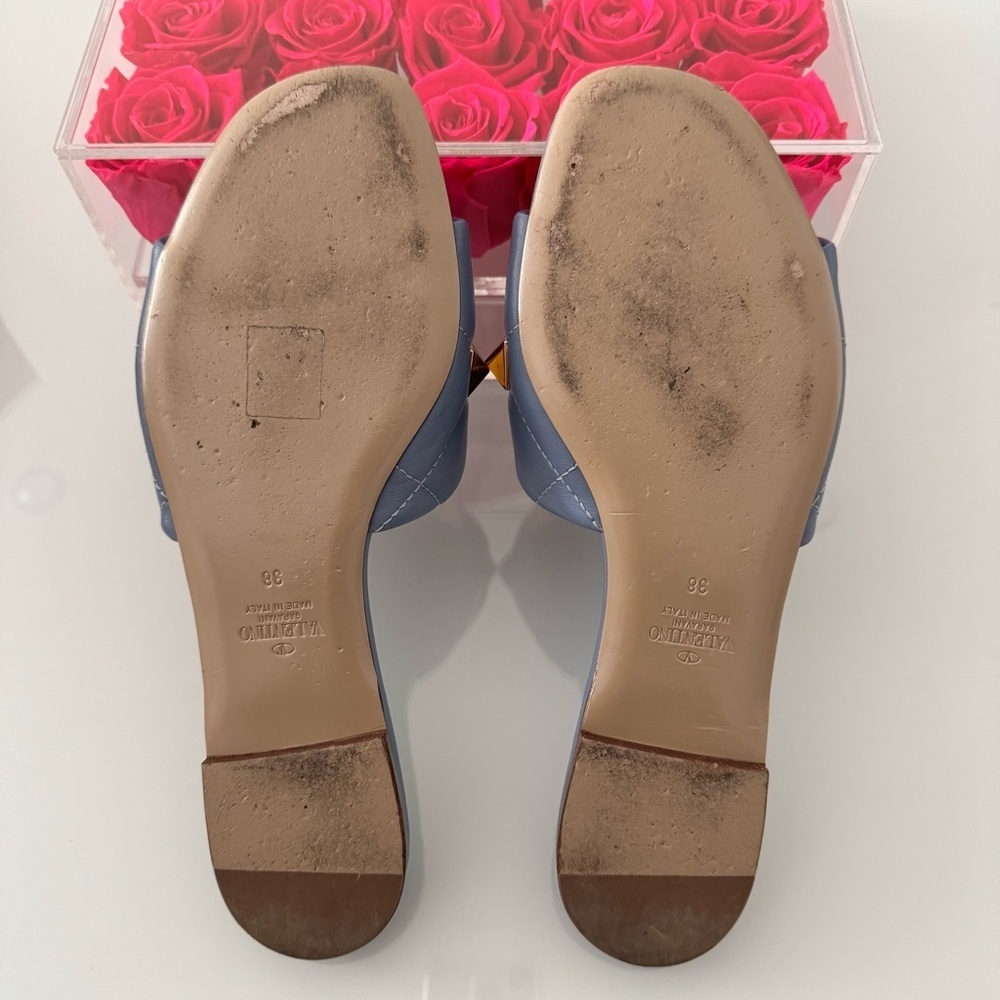 Valentino Roman Stud Flat Slide Sandal In Quilted Nappa Slipper size 38 /8 - Picture 4 of 14